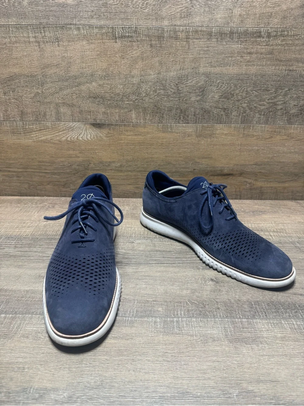 Cole Haan Navy Perforated Lace-Up Oxfords